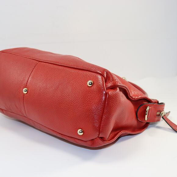 Rowallan of Scotland Red Pebbled Leather Satchel Tote w/ Crossbody Strap - Picture 5 of 7